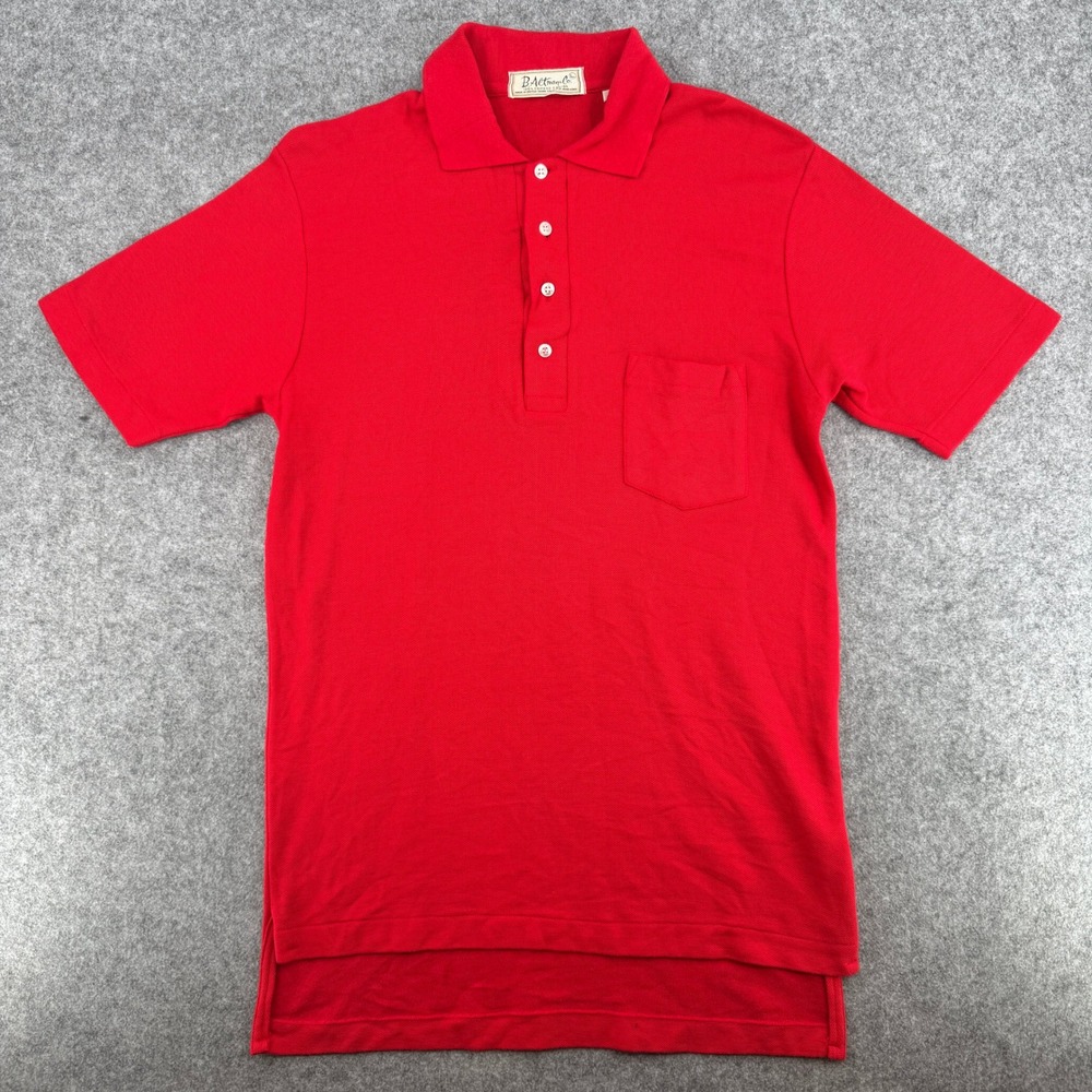VTG B. Altman & Co. Polo Mens L Short Sleeve Red Combed Cotton Pique EUC